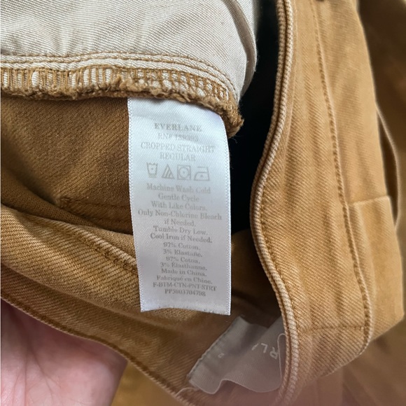Everlane Cropped Straight Regular Mustard Brown Jean Excellent Condition Size 2 - Picture 10 of 11